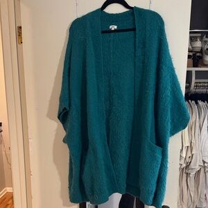 Aerie Teal Cozy Open-Front Sweater